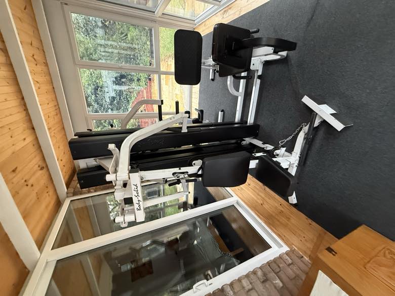 A home gym and fitness equipment prepared for moving
